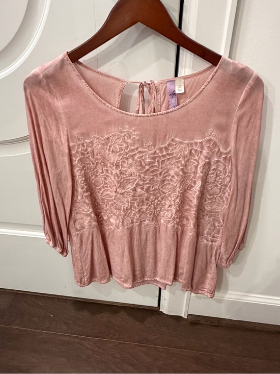Alya Tops - Alya Dusty Rose Floral Embroidered Peasant Blouse